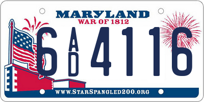 MD license plate 6AD4116