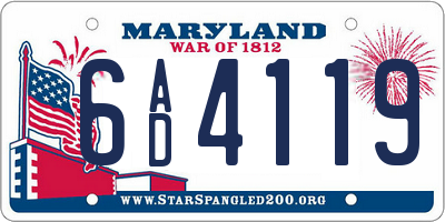 MD license plate 6AD4119