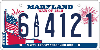 MD license plate 6AD4121