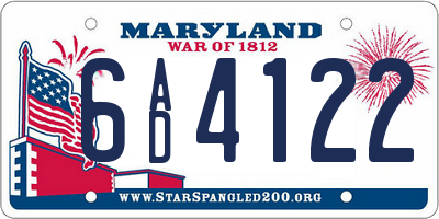 MD license plate 6AD4122