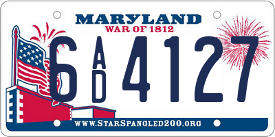 MD license plate 6AD4127