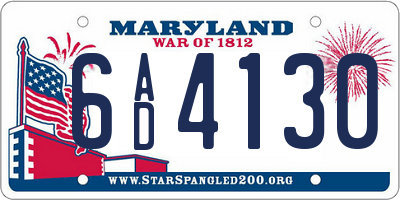 MD license plate 6AD4130