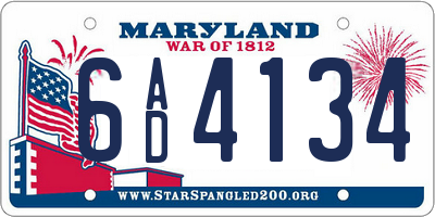 MD license plate 6AD4134