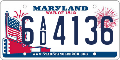 MD license plate 6AD4136