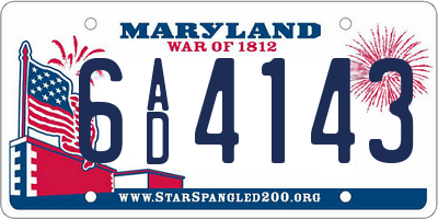 MD license plate 6AD4143