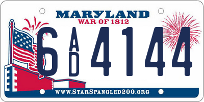 MD license plate 6AD4144