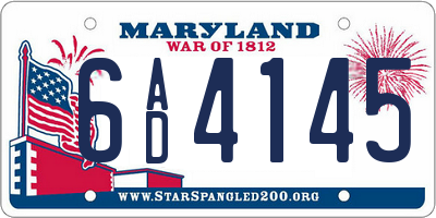 MD license plate 6AD4145