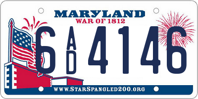 MD license plate 6AD4146