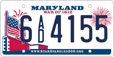 MD license plate 6AD4155