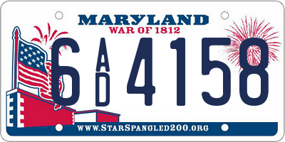 MD license plate 6AD4158