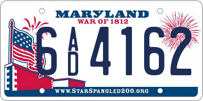 MD license plate 6AD4162