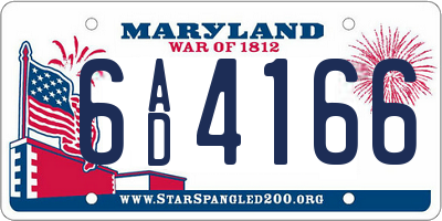 MD license plate 6AD4166