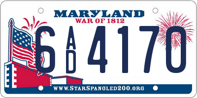 MD license plate 6AD4170