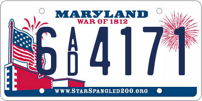 MD license plate 6AD4171