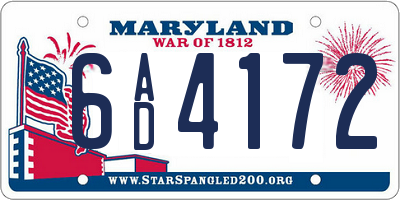 MD license plate 6AD4172