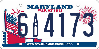 MD license plate 6AD4173