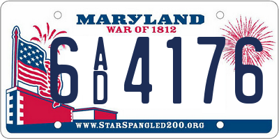 MD license plate 6AD4176