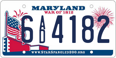 MD license plate 6AD4182