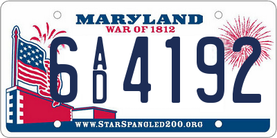 MD license plate 6AD4192