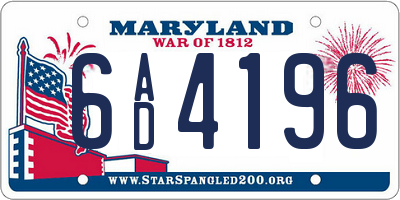 MD license plate 6AD4196