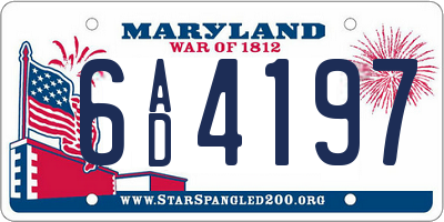 MD license plate 6AD4197