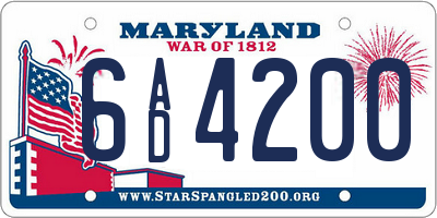 MD license plate 6AD4200