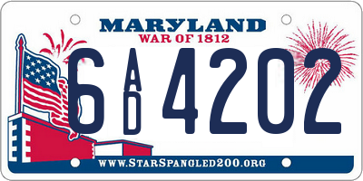 MD license plate 6AD4202