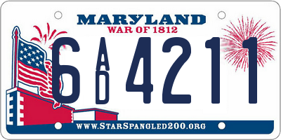 MD license plate 6AD4211