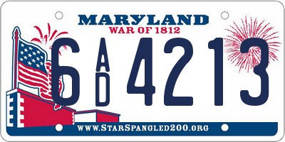 MD license plate 6AD4213