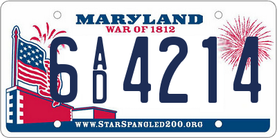 MD license plate 6AD4214