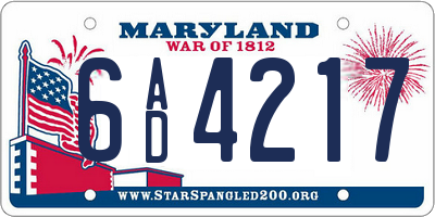 MD license plate 6AD4217