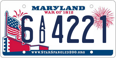 MD license plate 6AD4221