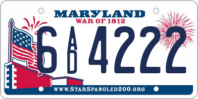 MD license plate 6AD4222
