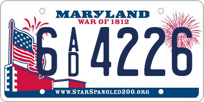 MD license plate 6AD4226