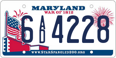 MD license plate 6AD4228