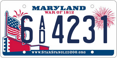 MD license plate 6AD4231