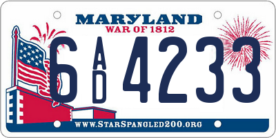 MD license plate 6AD4233