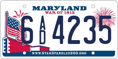 MD license plate 6AD4235