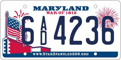 MD license plate 6AD4236