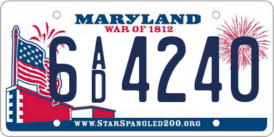 MD license plate 6AD4240