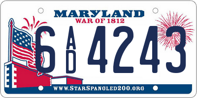 MD license plate 6AD4243