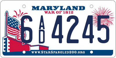 MD license plate 6AD4245