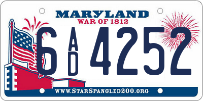 MD license plate 6AD4252