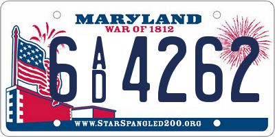 MD license plate 6AD4262