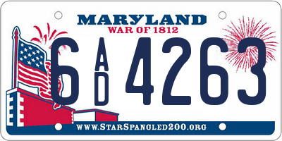 MD license plate 6AD4263