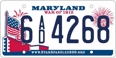 MD license plate 6AD4268