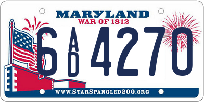 MD license plate 6AD4270
