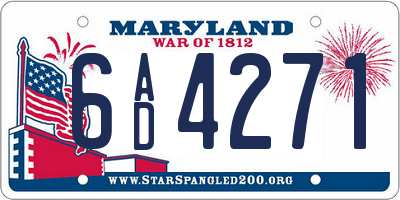 MD license plate 6AD4271