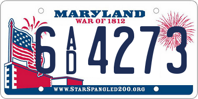 MD license plate 6AD4273