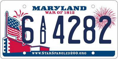 MD license plate 6AD4282
